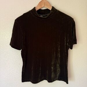 Sno Skins Dark Brown Velvet Short Sleeve Top